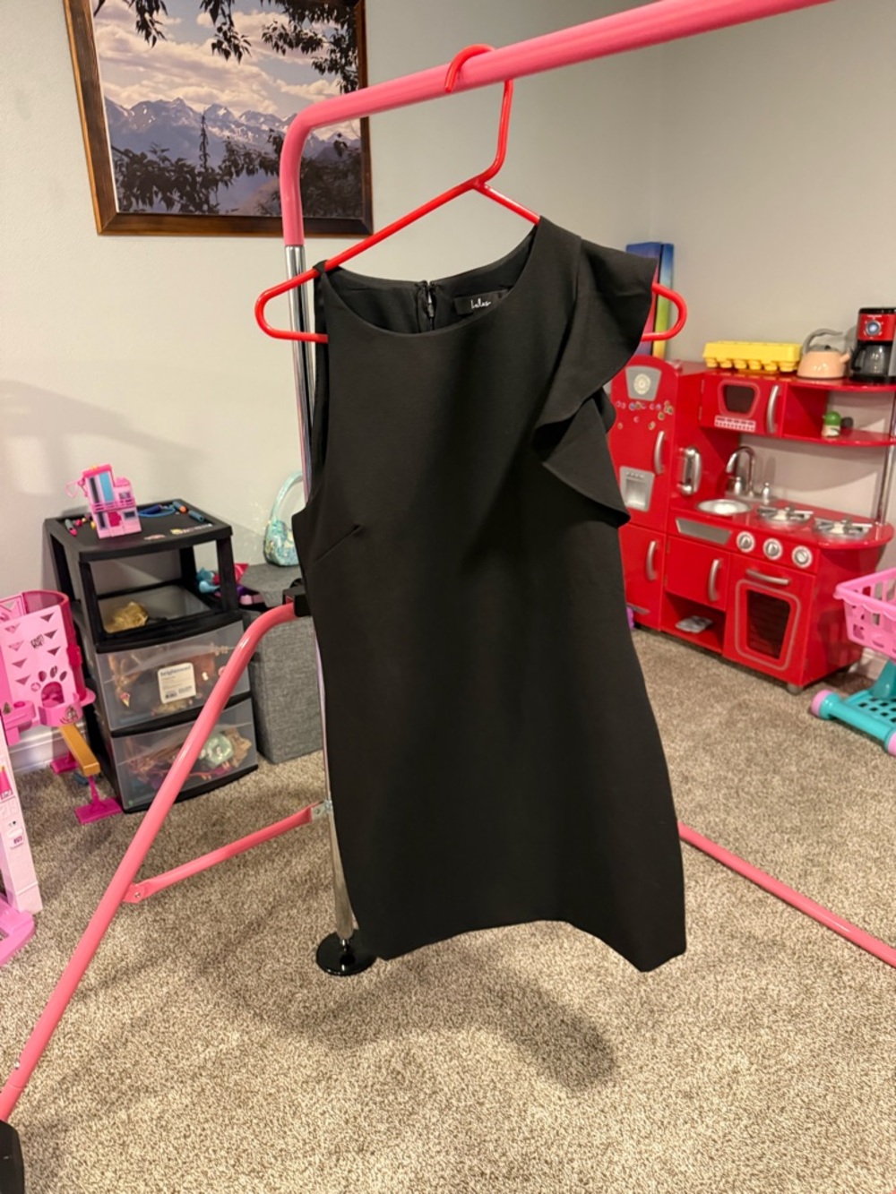 Lulu's Black Sleeveless Mini Dress with Ruffle Shoulder